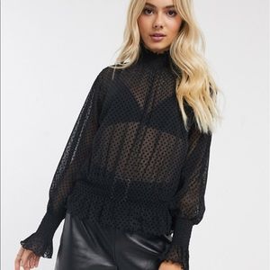 Asos Swiss Dot Mesh Turtleneck